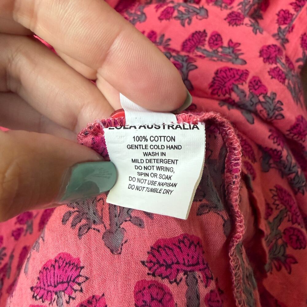 Lola Australia Pink Floral Cotton Long Sleeve Blouse Size S - Picture 6 of 7